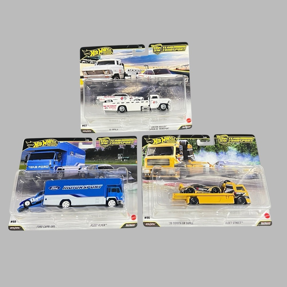 2026 Hot Wheels Car Culture Team Transport Toyota Supra Chevy Impala Ford Capri